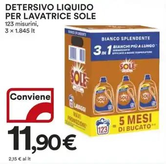 Ipercoop Detersivo liquido ipercoop per lavatrice SOLE offerta