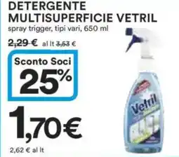 Ipercoop Detergente multisuperficie VETRIL offerta