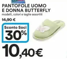 Ipercoop Pantofole uomo e donna butterfly modelli, colori e taglie assortiti offerta