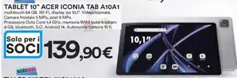 Ipercoop Tablet 10” acer iconia tab a10a1 offerta