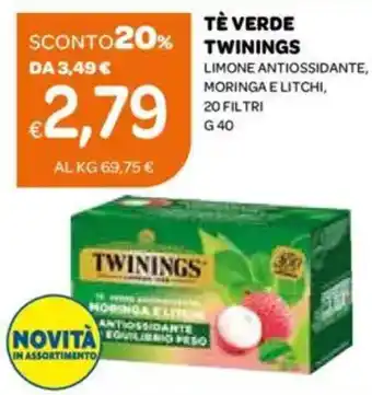 Ekom Tè verde twinings limone antiossidante, moringa e litchi, 20 filtri offerta