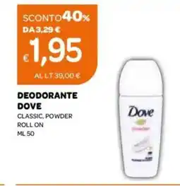 Ekom Deodorante dove classic, powder roll on offerta