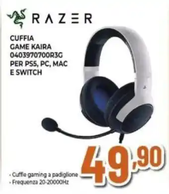 Expert RAZER CUFFIA GAME KAIRA 0403970700R3G PER PS5, PC, MAC E SWITCH offerta