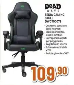 Expert DEAD WAVE SEDIA GAMING SKULL DWGT00072 offerta