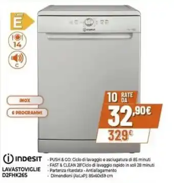 Expert INDESIT LAVASTOVIGLIE D2FHK26S offerta