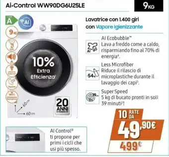 Expert SAMSUNG Ai-Control WW90DG6U25LE offerta