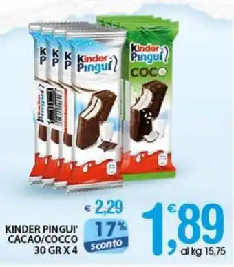 Qui Discount Kinder pingui' cacao/cocco offerta