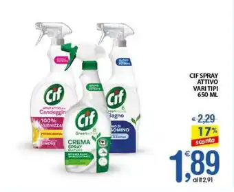 Qui Discount Cif spray attivo vari tipi offerta