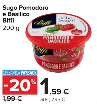 Carrefour Market Sugo Pomodoro e Basilico Biffi offerta