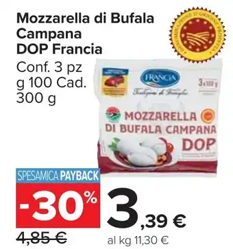 Carrefour Market Mozzarella di Bufala Campana DOP Francia offerta