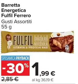 Carrefour Market Barretta Energetica Fulfil Ferrero offerta