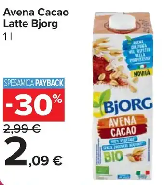 Carrefour Market Avena Cacao Latte Bjorg offerta