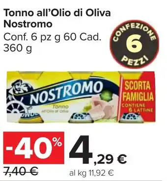 Carrefour Market Tonno all'Olio di Oliva Nostromo offerta