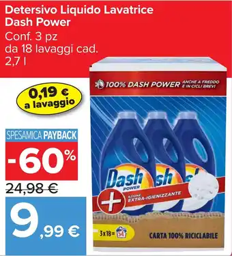 Carrefour Market Detersivo Liquido Lavatrice Dash Power offerta