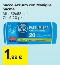 Carrefour Market Sacco Azzurro con Maniglie Sacme offerta