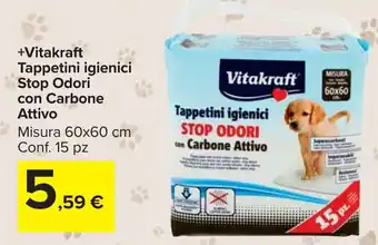 Carrefour Market +Vitakraft Tappetini igienici Stop Odori con Carbone Attivo offerta