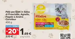 Carrefour Market Patè per Gatti in Salsa di Prosciutto, Agnello, Fegato o Anatra Carrefour offerta