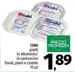 Pam CUKI piatti in alluminio/ in cartoncino fondi, piani e ciotole offerta