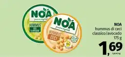 Pam NOA hummus di ceci classico/avocado offerta