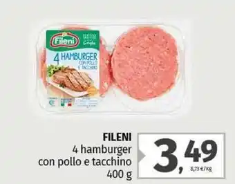 Pam FILENI 4 hamburger con pollo e tacchino offerta