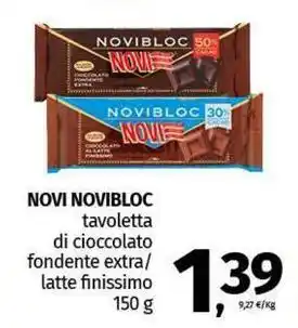 Pam NOVI NOVIBLOC tavoletta di cioccolato fondente extra/ latte finissimo offerta