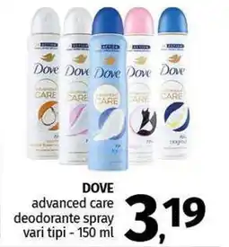 Pam DOVE advanced care deodorante spray offerta