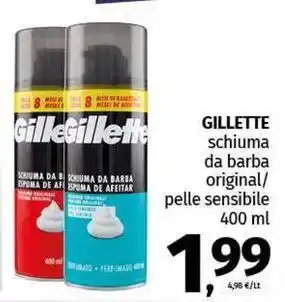 Pam GILLETTE schiuma da barba original/ pelle sensibile offerta