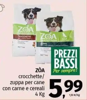 Pam ZÒA crocchette/ zuppa per cane con carne e cereali offerta