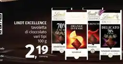 Pam LINDT EXCELLENCE tavoletta di cioccolato offerta