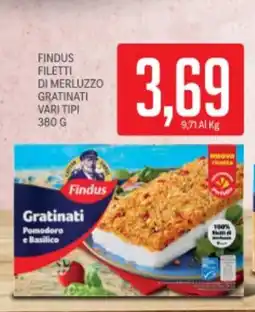 Supermercati Piccolo Findus filetti di merluzzo gratinati vari tipi offerta