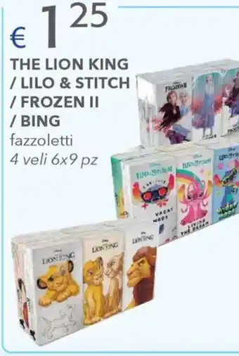 Acqua & Sapone The lion king / lilo & stitch / frozen ii / bing fazzoletti 4 veli offerta