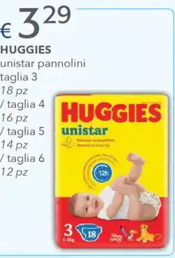 Acqua & Sapone Huggies unistar pannolini taglia 3 18 pz / taglia 4 offerta