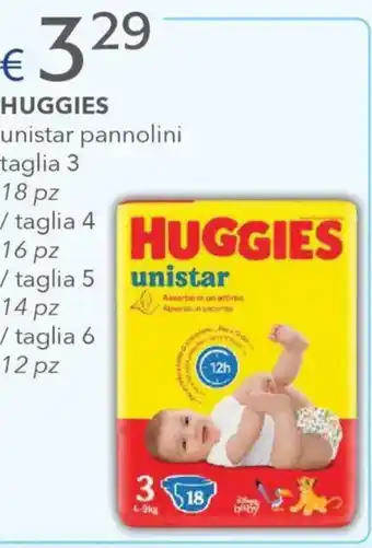 Acqua & Sapone Huggies unistar pannolini taglia 3 18 pz / taglia 4 offerta