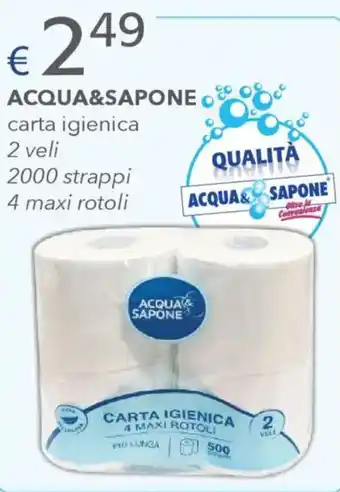 Acqua & Sapone Acqua&sapone carta igienica 2 veli 2000 strappi 4 maxi rotoli offerta