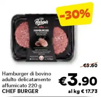 Unes Hamburger di bovino adulto delicatamente affumicato chef burger offerta