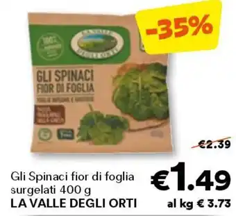 Unes Gli spinaci fior di foglia surgelati LA VALLE DEGLI ORTI offerta