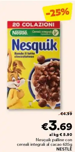 Unes Nesquik palline con cereali integrali al cacao NESTLÉ offerta