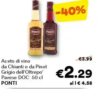 Unes Aceto di vino da chianti o da pinot grigio dell'oltrepo pavese doc  PONTI offerta