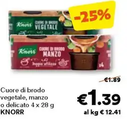 Unes Cuore di brodo vegetale, manzo o delicato KNORR offerta