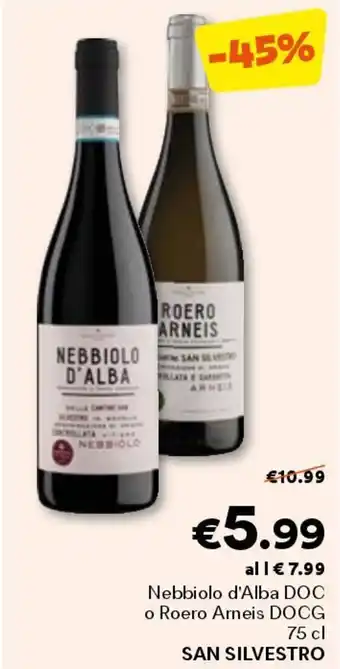 Unes Nebbiolo d'alba doc o roero arneis docg SAN SILVESTRO offerta