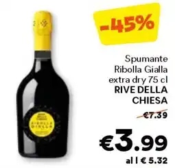 Unes Spumante Ribolla Gialla extra dry RIVE DELLA CHIESA offerta