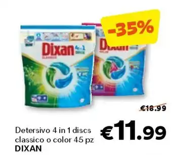 Unes Detersivo 4 in 1 discs classico o color 45 pz DIXAN offerta