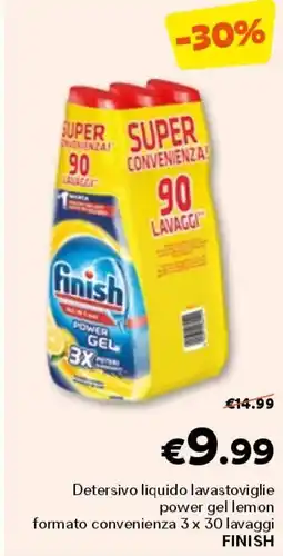 Unes Detersivo liquido lavastoviglie power gel lemon FINISH offerta