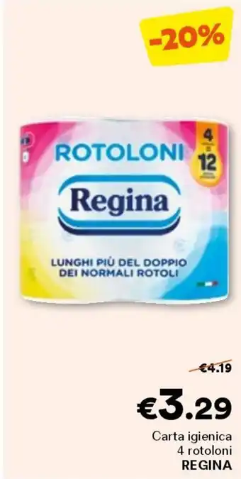 Unes Carta igienica 4 rotoloni REGINA offerta