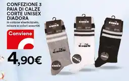 Ipercoop Confezione 3 paia di calze corte unisex DIADORA offerta