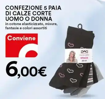 Ipercoop Confezione 5 paia di calze corte uomo o donna offerta