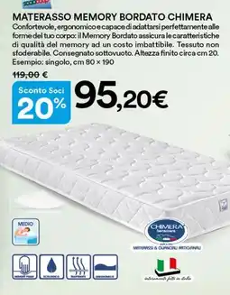 Ipercoop Materasso memory bordato chimera offerta