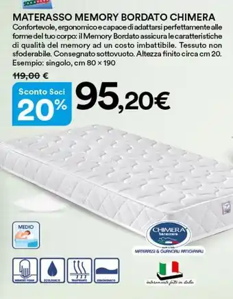 Ipercoop Materasso memory bordato chimera offerta