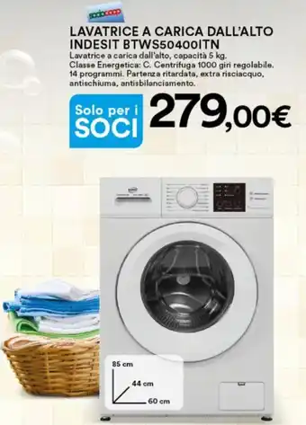 Ipercoop LAVATRICE A CARICA DALL'ALTO INDESIT BTWS504001TN offerta