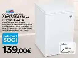 Ipercoop CONGELATORE ORIZZONTALE DAYA DCP100SH4WE0 Capacità utile: 98 It, Classe Energetica: E. offerta